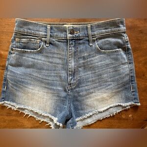 Abercrombie & Fitch High Rise Cheeky Denim Shorts Sz 8 Micro Shorts Y2K